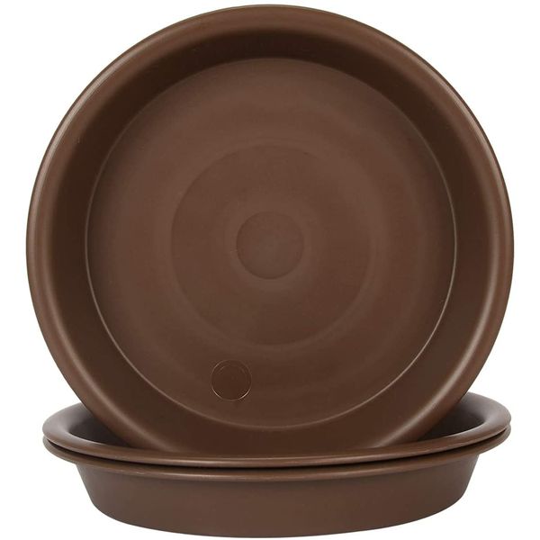 Plant Saucer 14 inch, Heavy Large Planter Durable Thicker Plastic Plant Trays for Indoors and Outdoor, Plant Saucer Drip Trays,Brown (14" - 3 Pack)