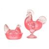 Dollhouse Miniature Rooster and Nesting Hen Pink