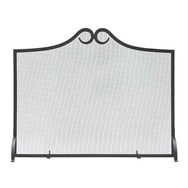 ACHLA DESIGNS Decorative Fireplace Screen 38"x31" Loops Flat Wrought Iron Black