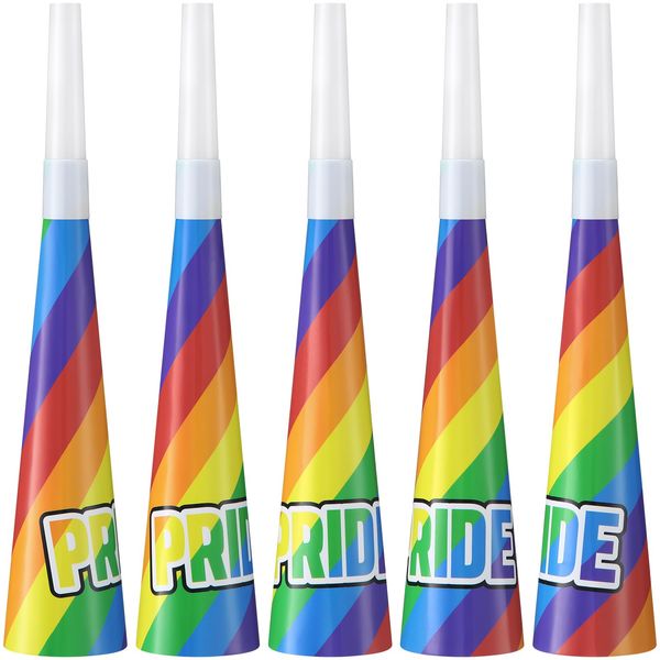 Blueweenly 24 Pcs Pride Horns Rainbow Horn Gay Pride Party LGBT Party Favors Noise Makers Party Blowers Pride Party Supplies Pride Birthday Decorations LGBTQ Accessories for Celebrations Festive Event