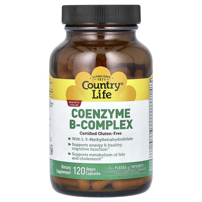 Country Life Coenzyme B-Complex Caps 120 Vegan Capsules Gluten-Free, GMP Quality