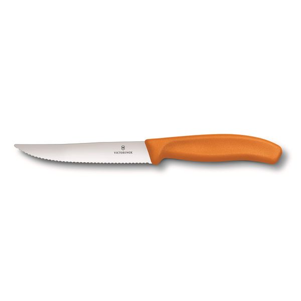 Victorinox Swiss Classic 6.7936.12L9-X1 Paring Knife, Gourmet Steak Knife, 4.7 inches (12 cm), Orange, Serrated Blade, Napoli Pizza