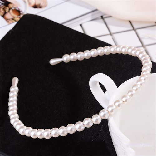 Aoxmas 2pcs Simple Design Pearl Headbands for Women Wedding Party Bridal Hair Hoop Elegant Hair Hoop