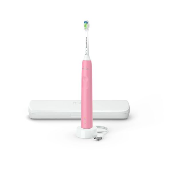 PHILIPS Sonicare Electric Toothbrush DiamondClean, Rechargeable Electric Tooth Brush with Pressure Sensor, Sonic Electronic Toothbrush, Travel Case, Pink