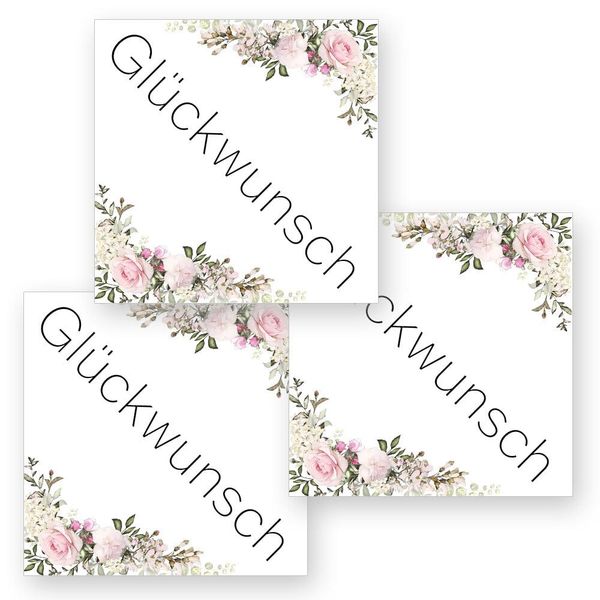 50 Aufkleber GLÜCKWUNSCH - Geburtstag Quadrat 4 x 4 cm, Besondere Anlässe Geburtstag, Motiv-Sticker