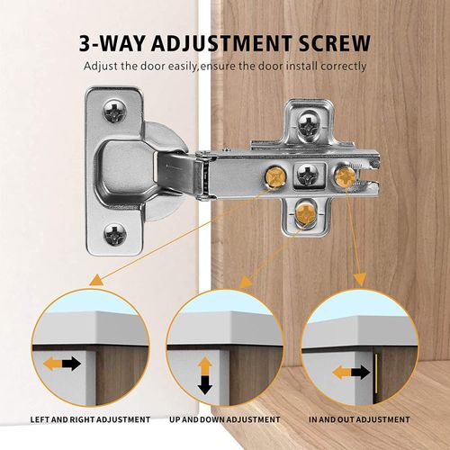 Furniware 2 Pcs Slide-on 35mm Kitchen Cabinet Wardrobe Door Hinge,110 Degree Self Close Full Overlay Standard Hinge-Nickel Plated