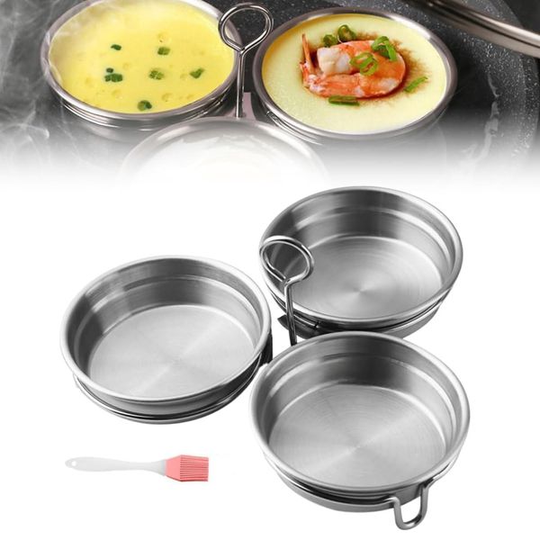 Egg Poacher Insert, Stainless Steel Poached Egg Cooker Eggs Poaching Cup Egg Poachers Nonstick, 3 Eggs Poached Egg Maker Compatible with Skillet, Instant Pot and Pressure Cooker (B)