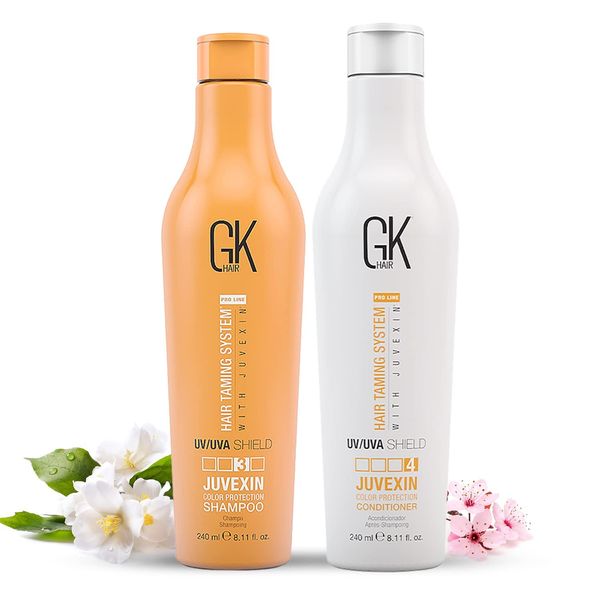 GK HAIR Global Keratin Colored Shield Shampoo and Conditioner Sets (8.11 Fl Oz/240ml) Deep Cleansing Moisturizing Heat Shield Protection for Color Treated Dry Damaged Curly Frizzy Hair - Sulfate Free