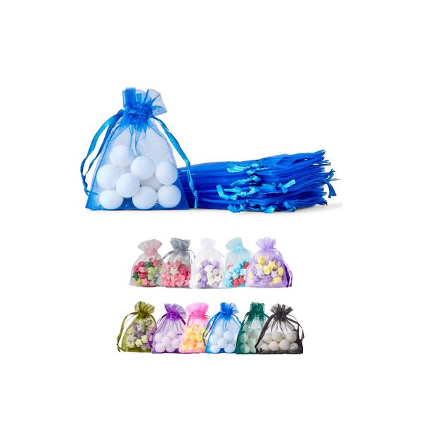 Soul Projekt 25pcs Organza Gift Bags, Royal Blue 7x9cm Drawstring Net Bags for Favours, Jewellery, Birthdays, Diwali Mini Bags, Wedding Sweet Bags, Party, Christmas Organza Pouches All Occasions