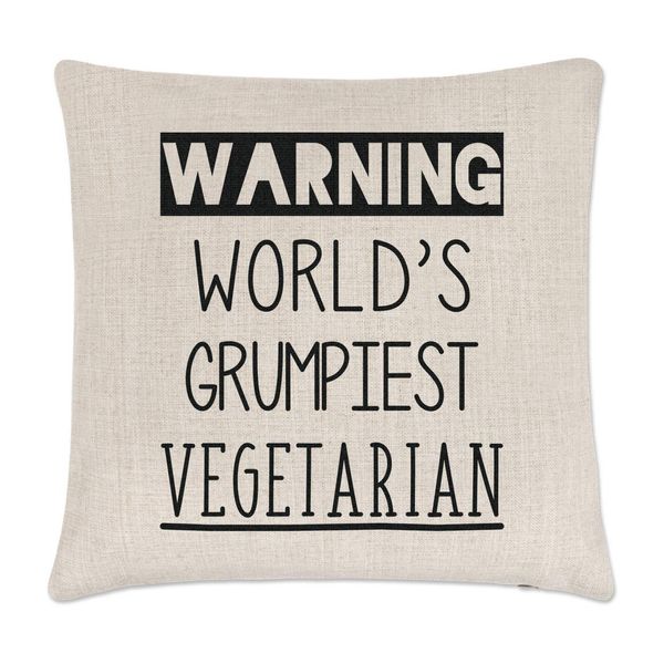 Gift Base Warning World's Grumpiest Vegetarian Cushion Cover