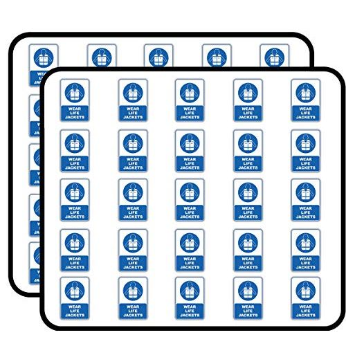Wear Life Jackets Mandatory Sign Art Decor Sticker for Scrapbooking, Calendars, Arts, Kids DIY Crafts, Album, Bullet Journals 50 Pack