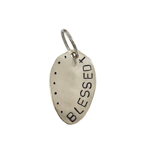 Blessed Keychain, silver plate recycled spoon