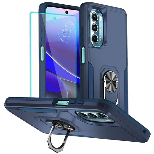 HNHYGETE for Moto G Stylus 5G 2022 Case, with Screen Protector, Shockproof Military-Grade Heavy Duty with Ring Kickstand Phone Case for Motorola Moto G Stylus 5G 2022 (Navy Blue)