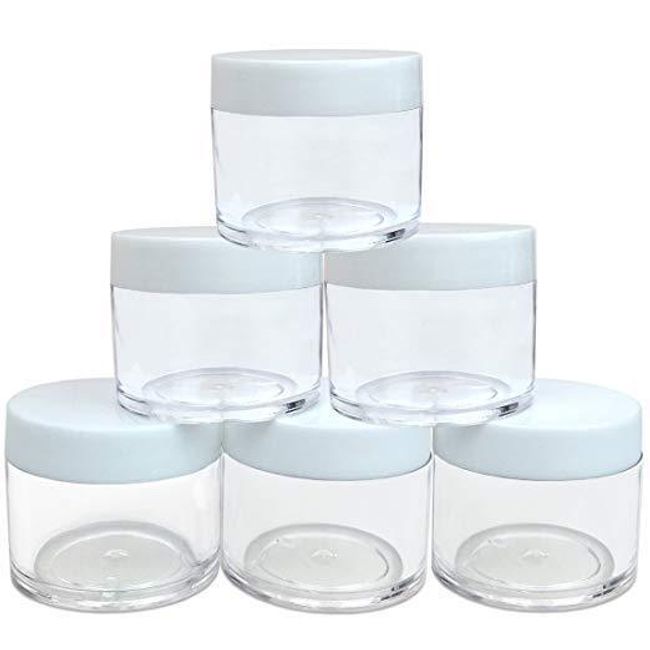 6 Pieces 30G/30ML Round Cosmetic Sample Pot Jars Container White Lids BPA Free