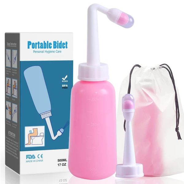 Postpartum Perineal Wash Bottle Portable Bidet -500ml,Women Peri Recovery Postpartum Care After Birth Postpartum Clean New Mum Maternity Essentials,for Travling Outdoor (Pink, 17 oz)