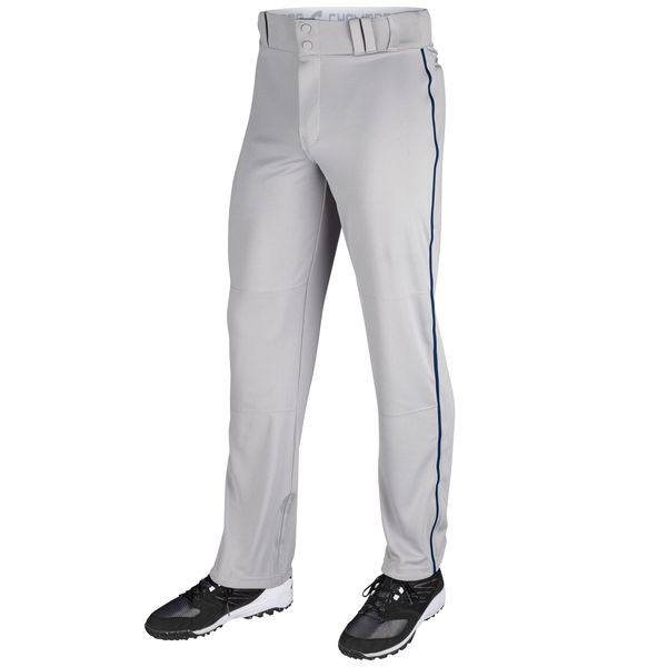 Champro Men's Standard Triple Crown Open Bottom Adult Baseball Pants, Grey, Navy Pipe, Medium