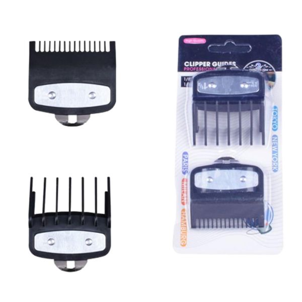 2 Pcs Clipper Guards, Hair Trimmer Clippers Set for Men, Premium Hair Clippers Trimmers with Metal Clip, Attachment Comb Number 1 1/2” and 1/2” (1.5 and 4.5 mm) Hair Clipper Limit Comb (Black)