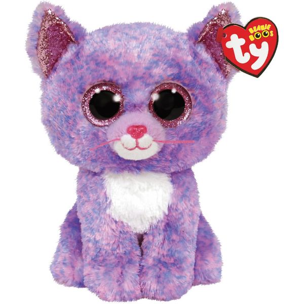 TY 2007521 Cassidy Cat Beanie Boo Stuffed Animal, Multicoloured, 15 cm