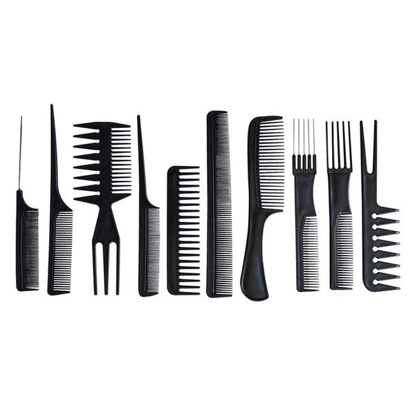 10PCS Black Hair Comb Set Hair Styling Comb for Women Men Kids Hairdressing Hair Cutting Combs for Hair Styling Tool