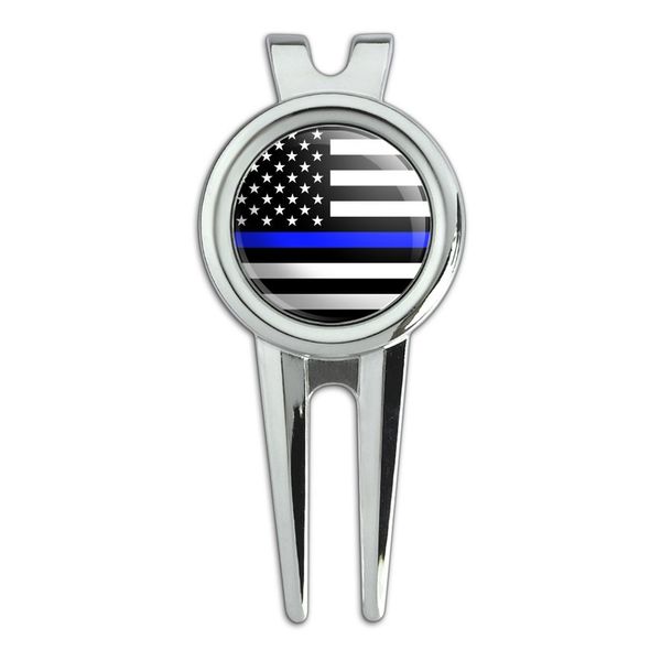 GRAPHICS & MORE Thin Blue Line American Flag Golf Divot Repair Tool and Ball Marker