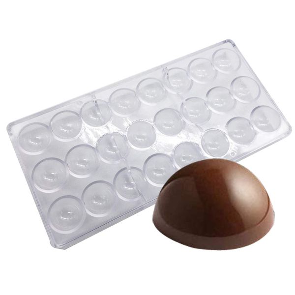 Candy Making Mold, Clear Polycarbonate Chocolate Mold Jelly Candy Making Mold 21-Piece Tray (Round)