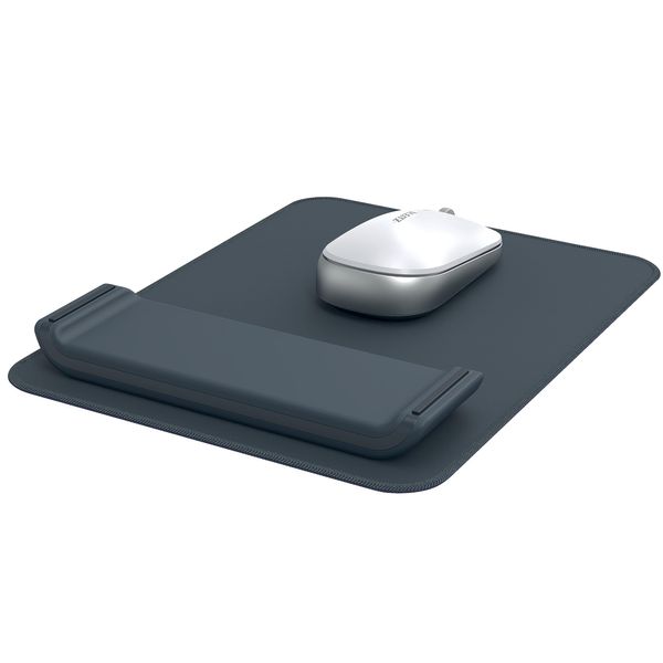 Leitz Ergo Mouse Pad with Adjustable Wrist Rest, Two Height Settings, Velvet Grey/White Computer Mouse Mat, 65170089