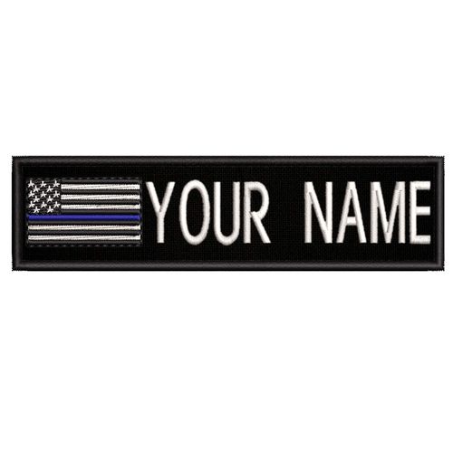 Custom Personalized Your Name USA Thin Blue Line Flag Embroidered Premium Patch DIY Iron-on or Sew-on Decorative Badge Emblem Vacation Souvenir Travel Gear Clothes Appliques