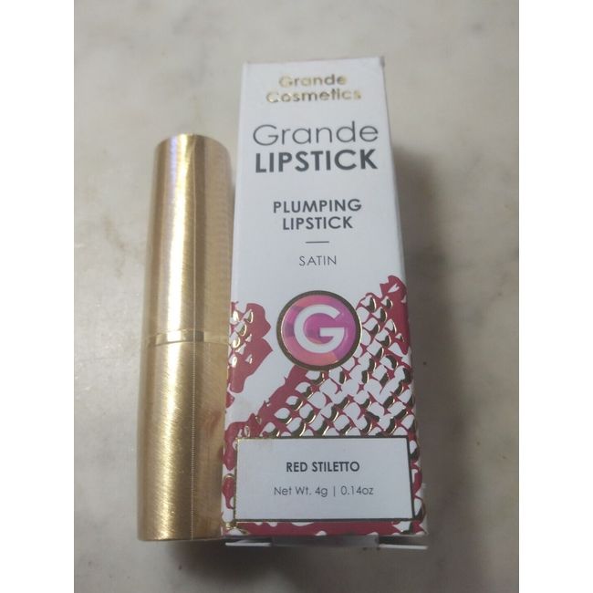 GRANDE COSMETICS Plumping Lipstick Shade “Red Stiletto” 0.14oz NIB SEALED + BAg