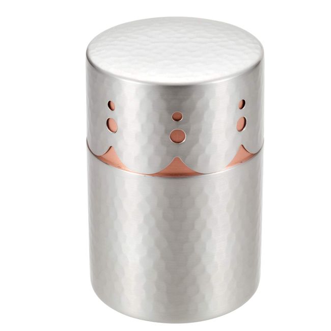 Shinkoukinzoku BC-406SN Tea Canister, Tin Finish, Medium (Capacity: 5.3 oz (150 g), Pure Copper, Tin Finish, Openwork Carving Tea Caddy