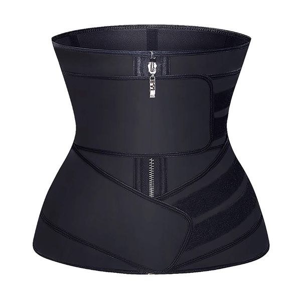 YIANNA Latex Waist Trainer for Women Tummy Control Jsculpt Double Sweat Trimmer Belt Workout Training Sport Girdle, YA2223-Black-M