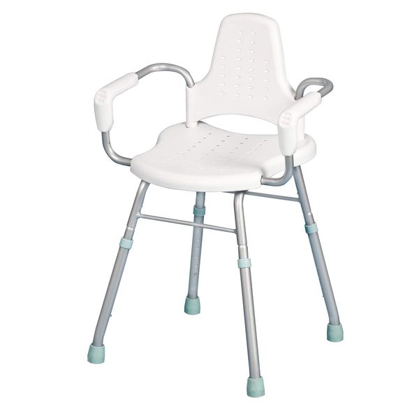 Prima Modular Perching Shower Stool with Arms and Back, Steel