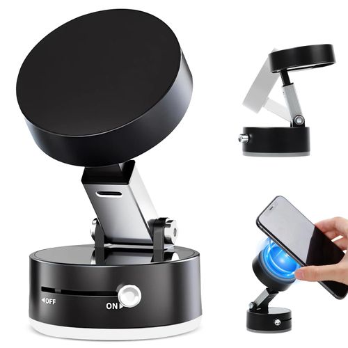 enterlent Mobile Phone Vacuum Suction Cup Holder Foldable,Multifunctional Vacuum Suction Phone Holder,Vacuum Suction Car Phone Mount for iphone16/15/14/13/12,Car/Mirror/Gym (Black)