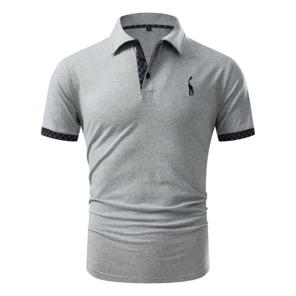 GLESTORE Poloshirt Herren T Shirt Männer Hemd Herren Kurzarm T-Shirt Sommer Golf Polo Shirt LGrey&Board XXL