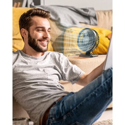 Gaiatop USB Desk Fan, Small But Powerful, Personal Portable Quiet 3 Speeds, Adjustable Mini Table Desktop fan for Cooling Home Office Car Summer Travel Gifts Black