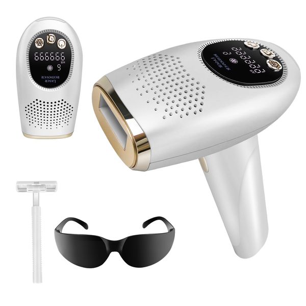 IPL Laser Hair Removal Device,Hair Removal Device with 600-1200nm Wavelength&9 Energy Levels (Max 15J),Permanent Hair Removal with Ice Function for Women and Men