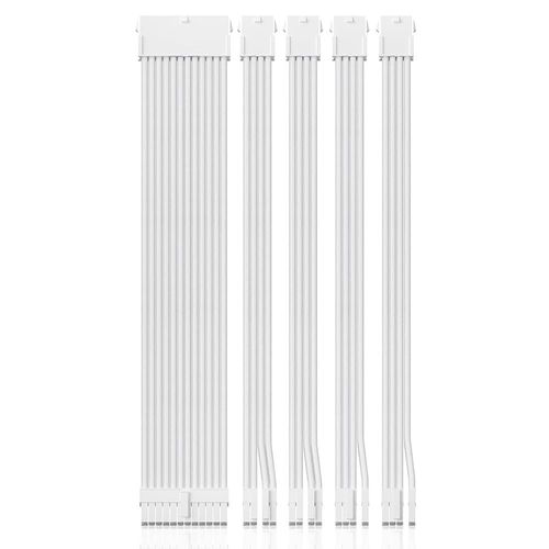 Generic PSU Cable Extension Kit 30CM Length with Cable Combs 1x24Pin/2x8Pin(4+4) EPS/2x8Pin(6P+2P) PCI-E/PC Sleeved Cable for ATX Power Supply (White)