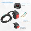 Motorcycle Handlebar Mount Switch, Universal 12V 10A 7/8inch Mount LED Headlight On/Off Switch with Button(Red) motorcycle light switch