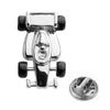 Glossy Silver Racing Car Lapel Pin Badge Brooch