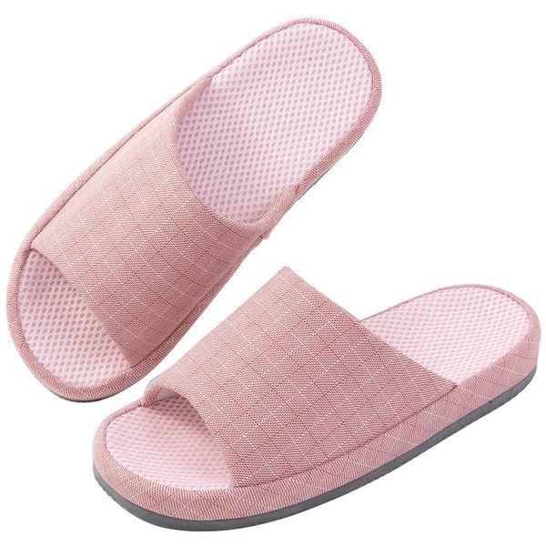 KOCOTA Mesh Cooling Material Comfort Slippers, Thick Bottom, Open Front, Breathable, No Stuffiness, (Mesh Material) Pink