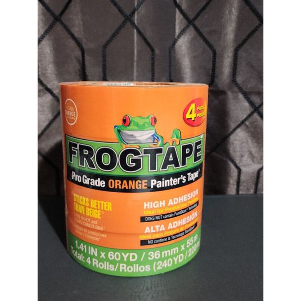 FrogTape Pro Grade Orange Painter’s Tape, Each Roll 1.41 in. x 60 yd, 4-Pack