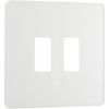 British General RPCDCL2W Evolve Grid Pearlescent White 2 Module Square Front Plate - White Trim
