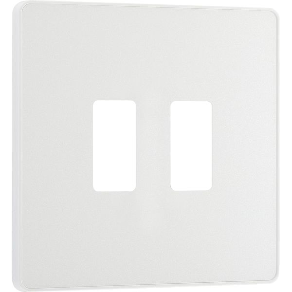 British General RPCDCL2W Evolve Grid Pearlescent White 2 Module Square Front Plate - White Trim
