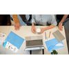 M1SS 80pcs (Sky Blue + White) A4 Dual Pockets Stud Popper Wallets Lightweight Document Folder with Two snap Buttons, Sorting & Storage Paperwork Best for Office, School