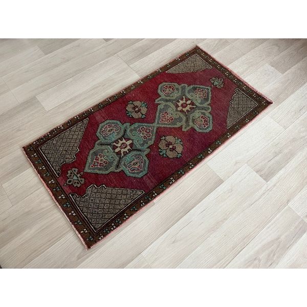 Small Rug,Bathroom Rug,Small Rug 1,5 x 3,1 ft Primitive Rug,Turkish Rug,Doormat