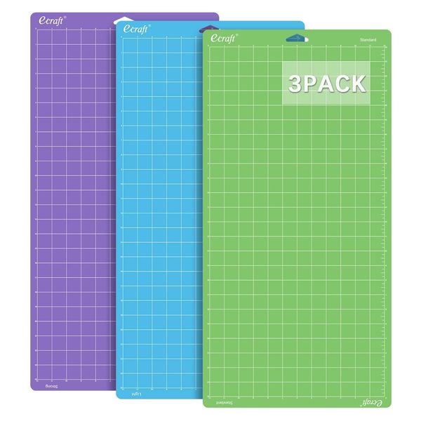 Ecraft Cutting Mat for Cricut Explore One/Air/Air 2 Maker（Strong,Standard,Light) 12X24inch (3 pack) Variety Adhesive Quilting Cut Mats Replacement for Crafts、Sewing and All Arts.