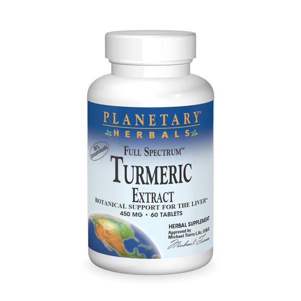 Planetary Herbals Full Spectrum Turmeric Extract Tablets, 450 mg, 60 Count