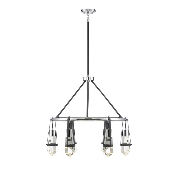 Denali 6 Light LED Chandelier in Matte Black with Polished Chrome Accents by