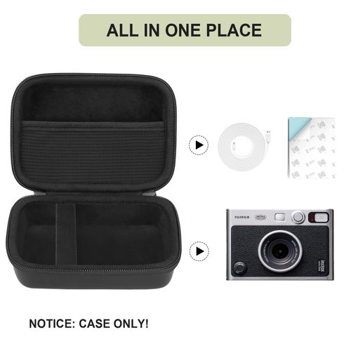 Supmay Hard Carrying Case for Fujifilm Instax Mini EVO Instant Camera, Instax Mini Printer Travel Storage Case with Mesh Pocket Can Store USB Cables, Film or Other Small Accessories, Black