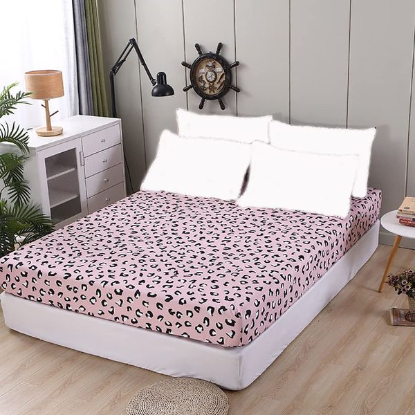 JQWUPUP Leopard Print Microfiber Double Fitted Bed Sheet, Fitted Sheet Deep 30cm for Double Bed 135x190cm