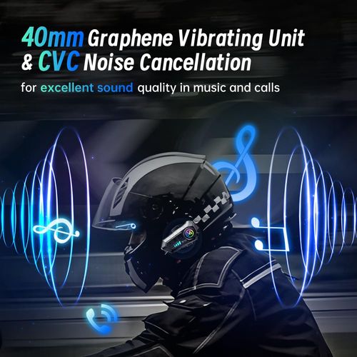 WNJACO Motorcycle Helmet Speakers, V5.3 Bluetooth Headset with Music Sharing Double Noise Cancellation Helmet Headphone with Strong Bass/IPX6 Waterproof Headphone Speakers Compatible with All Helmets